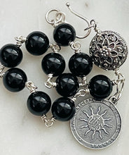 Load image into Gallery viewer, Black Onyx Rosary Bracelet - All Sterling - Sacred Heart - Holy Name - Wire-wrapped CeCeAgnes
