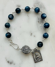Load image into Gallery viewer, Kyanite Rosary Bracelet - All Sterling - Our Lady of Sorrows - Wire-wrapped CeCeAgnes

