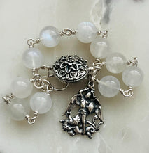 Load image into Gallery viewer, Moonstone Saint Michael Rosary Bracelet - All Sterling - Wire-wrapped CeCeAgnes
