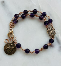 Load image into Gallery viewer, Saint Andrew Christmas Chaplet Bracelet - Solid Bronze and Amethyst
