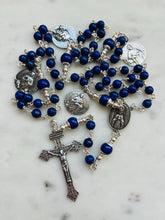 Load image into Gallery viewer, Evangelist Rosary - Sterling Silver Lapis Lazuli - Antique Reproduction Medals - Matthew Mark Luke John

