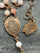 Load image into Gallery viewer, Pink Opal 24 Glory Be Chaplet Bracelet - Saint Therese - Solid Bronze
