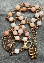 Load image into Gallery viewer, Pink Opal 24 Glory Be Chaplet Bracelet - Saint Therese - Solid Bronze
