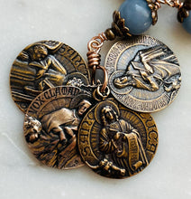 Load image into Gallery viewer, Evangelist Rosary - Bronze - Angelite - Matthew - Mark - Luke - JohnCeCeAgnes
