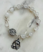 Load image into Gallery viewer, Moonstone Saint Michael Rosary Bracelet - All Sterling - Wire-wrapped CeCeAgnes
