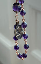 Load image into Gallery viewer, Virgin Mary Rosary Bracelet - Bronze and Amethyst Gemstones
