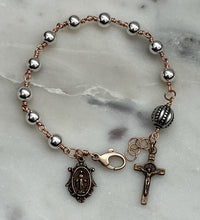 Load image into Gallery viewer, Mixed Metal Bracelet - Sterling Silver and Bronze - Saint Benedict Miraculous Medal
