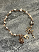 Load image into Gallery viewer, Mixed Metal Bracelet - Sterling Silver and Bronze - Saint Benedict Miraculous Medal
