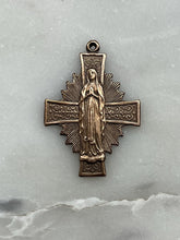 Load image into Gallery viewer, Medal - Virgin Mary Cross - Bronze or Sterling Silver - Antique Reproduction 1284 CeCeAgnes Rosary Parts
