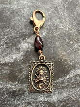 Load image into Gallery viewer, Bag Charm Our Lady of Sorrows Zipper Pull - Bronze and Garnet
