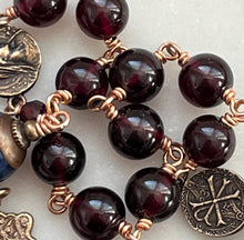 Load image into Gallery viewer, Our Lady of the Pillar - Garnet, Kyanite and Bronze - Tenner - Single Decade Rosary CeCeAgnes
