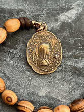 Load image into Gallery viewer, Holy Face of Jesus Tenner - Olive Wood and leather - Virgo Maria Pocket Rosary
