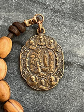 Load image into Gallery viewer, Holy Face of Jesus Tenner - Olive Wood and leather - Virgo Maria Pocket Rosary
