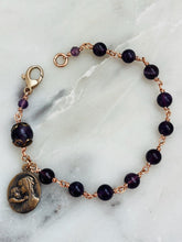 Load image into Gallery viewer, Virgin Mary Rosary Bracelet - Bronze and Amethyst Gemstones
