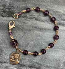 Load image into Gallery viewer, Virgin Mary Rosary Bracelet - Bronze and Amethyst Gemstones
