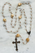 Load image into Gallery viewer, Memento Mori Rosary - Angels - Moonstone and Ox Bone Skulls - Bronze - Wire-wrapped
