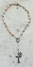 Load image into Gallery viewer, Saint Therese Chaplet - Pink Opal - Roses Crucifix - Sterling Silver CeCeAgnes
