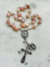 Load image into Gallery viewer, Saint Therese Chaplet - Pink Opal - Roses Crucifix - Sterling Silver CeCeAgnes
