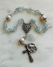 Load image into Gallery viewer, Sterling Silver Chaplet: Aquamarine Gemstones and Freshwater Pearls
