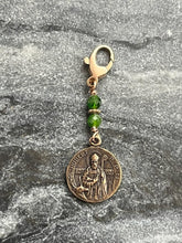 Load image into Gallery viewer, Saint Hubert Bag Charm - Zipper Pull - Bronze and Chrome Diopside
