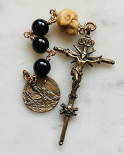 Load image into Gallery viewer, Three Hail Mary Chaplet - Mary Magdalene - Garnet Gemstones and Bronze Medals - Memento Mori CeCeAgnes
