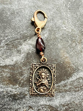 Load image into Gallery viewer, Bag Charm Our Lady of Sorrows Zipper Pull - Bronze and Garnet
