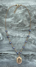 Load image into Gallery viewer, Our Lady of Lourdes Necklace - Solid Bronze and Tanzanite

