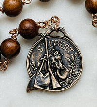 Load image into Gallery viewer, Saint Hubert Hunter Rosary: Wood and Bronze Tenner
