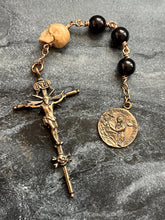 Load image into Gallery viewer, Three Hail Mary Chaplet - Mary Magdalene - Garnet Gemstones and Bronze Medals - Memento Mori CeCeAgnes
