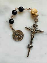 Load image into Gallery viewer, Three Hail Mary Chaplet - Mary Magdalene - Garnet Gemstones and Bronze Medals - Memento Mori CeCeAgnes
