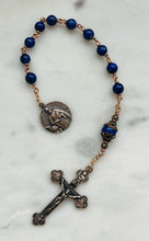 Load image into Gallery viewer, Saint Matthew Evangelist - Lapis and Bronze - One Decade Rosary - Pocket Rosary - CeCeAgnes
