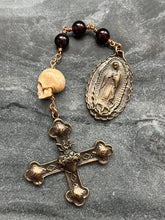 Load image into Gallery viewer, Memento Mori Chaplet: Bronze Our Lady of Guadalupe, Garnet Rosary
