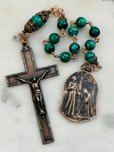 Load image into Gallery viewer, Ornate Bronze Malachite Rosary: Saint Elizabeth &amp; Francis Tenner
