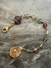 Load image into Gallery viewer, Saint Joan of Arc Fluorite and Bronze Rosary Bracelet
