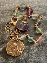 Load image into Gallery viewer, Saint Joan of Arc Fluorite and Bronze Rosary Bracelet
