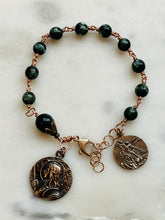 Load image into Gallery viewer, Saint Joan of Arc Rosary Bracelet: Seraphinite Bronze Catholic Jewelry

