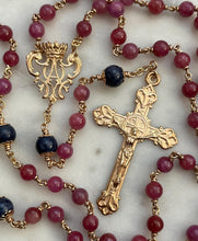 Load image into Gallery viewer, Elegant 14K Gold Rosary - Ruby and Sapphire - Catholic Gift
