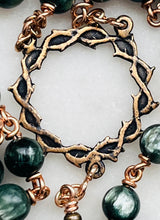Load image into Gallery viewer, Crown of Thorns Rosary - Seraphinite Gemstones and Solid Bronze - Sacred Heart Crucifix CeCeAgnes
