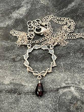 Load image into Gallery viewer, Crown of Thorns Necklace With Garnet Drop - Solid Sterling Silver or Bronze
