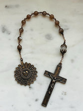 Load image into Gallery viewer, Ornate Bronze and Sunstone - Very Large - Sacred Heart - Single Decade Rosary CeCeAgnes
