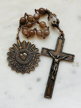 Load image into Gallery viewer, Ornate Bronze and Sunstone - Very Large - Sacred Heart - Single Decade Rosary CeCeAgnes
