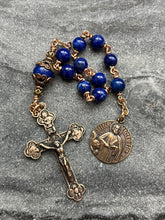 Load image into Gallery viewer, Saint Matthew Evangelist - Lapis and Bronze - One Decade Rosary - Pocket Rosary - CeCeAgnes
