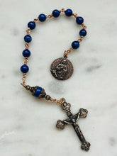Load image into Gallery viewer, Saint Luke Evangelist - Lapis and Bronze - One Decade Rosary - Pocket Rosary - CeCeAgnes
