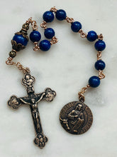 Load image into Gallery viewer, Saint Luke Evangelist - Lapis and Bronze - One Decade Rosary - Pocket Rosary - CeCeAgnes
