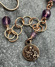 Load image into Gallery viewer, Saint Joseph Lavender Amethyst and Bronze Rosary Bracelet
