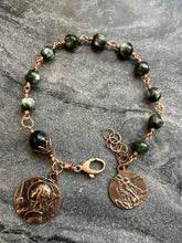 Load image into Gallery viewer, Saint Joan of Arc Rosary Bracelet: Seraphinite Bronze Catholic Jewelry
