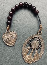 Load image into Gallery viewer, Blessed Sacrament Sacred Heart Immaculate Heart Tenner - Bronze and leather - Pocket Rosary
