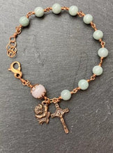 Load image into Gallery viewer, Miraculous Medal - Saint Benedict - Jade Opal and Bronze Rosary Bracelet
