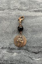 Load image into Gallery viewer, Bag Charm Saint John Zipper Pull - Bronze and Onyx
