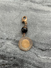 Load image into Gallery viewer, Bag Charm Saint John Zipper Pull - Bronze and Onyx

